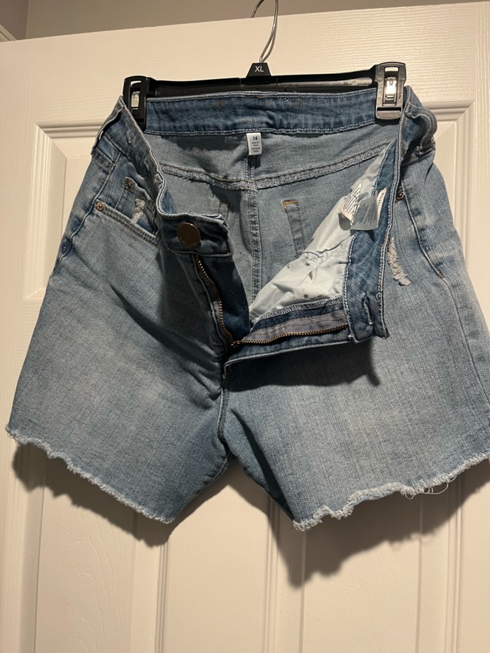Light Blue Denim Women's High-Rise Cutoff Shorts